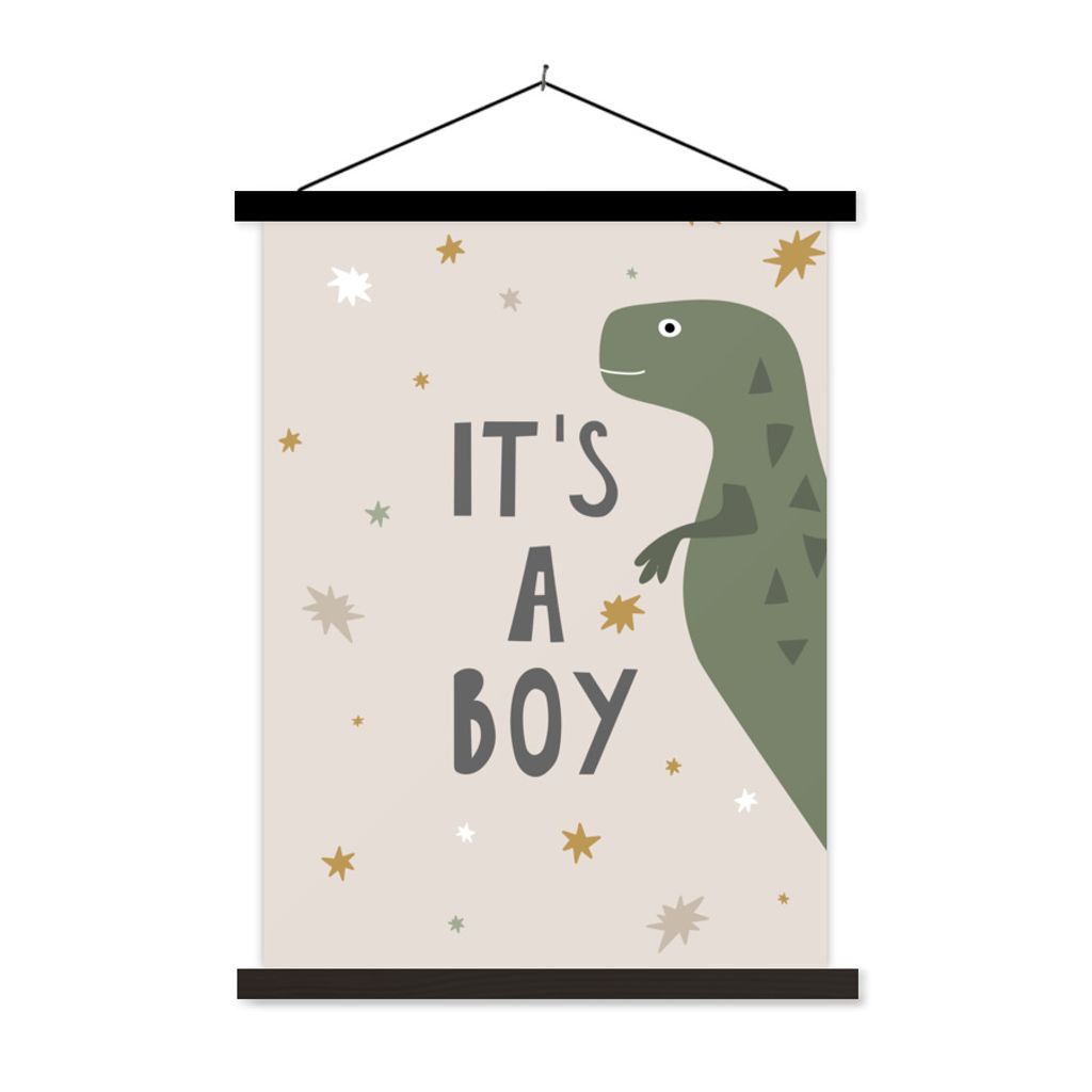 MuchoWow Textilposter Junge - Zitate - Es ist ein Junge - Sprichwörter - Kinder - Baby 40x53 cm mit schwarzem Rahmen - Abbildung