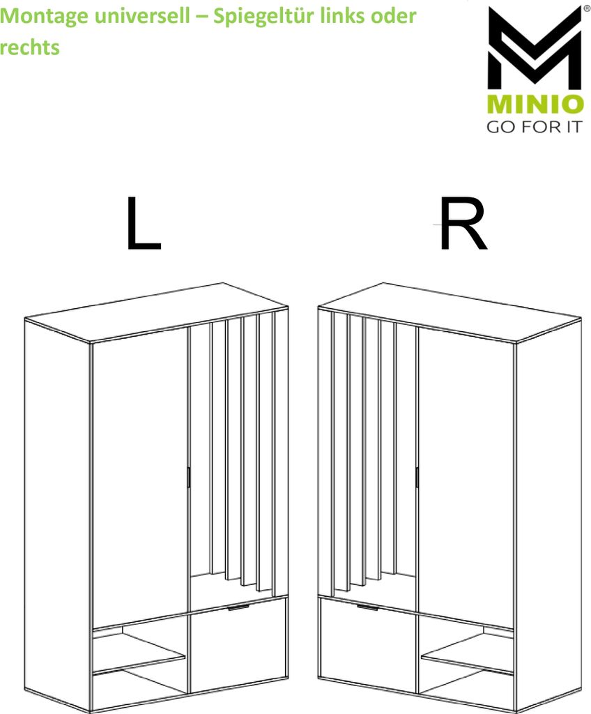 Minio, Garderobenset "MILO UNI", Garderobe, 100 cm, Produktbild 