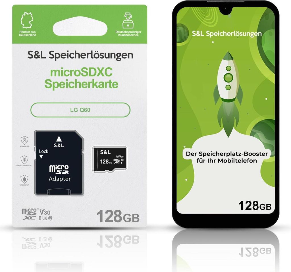 microSD Speicherkarte S&L für LG Q60 - Speicherkapazität: 128 GB