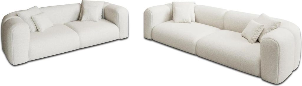 Bouclé 3-2-Sitzer Sofa Set Belio Weiß