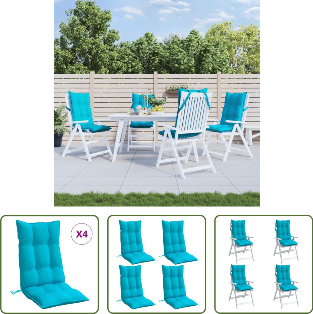 The Living Store Hochlehner-Auflagen 4 Stk. Türkis Oxford-Gewebe