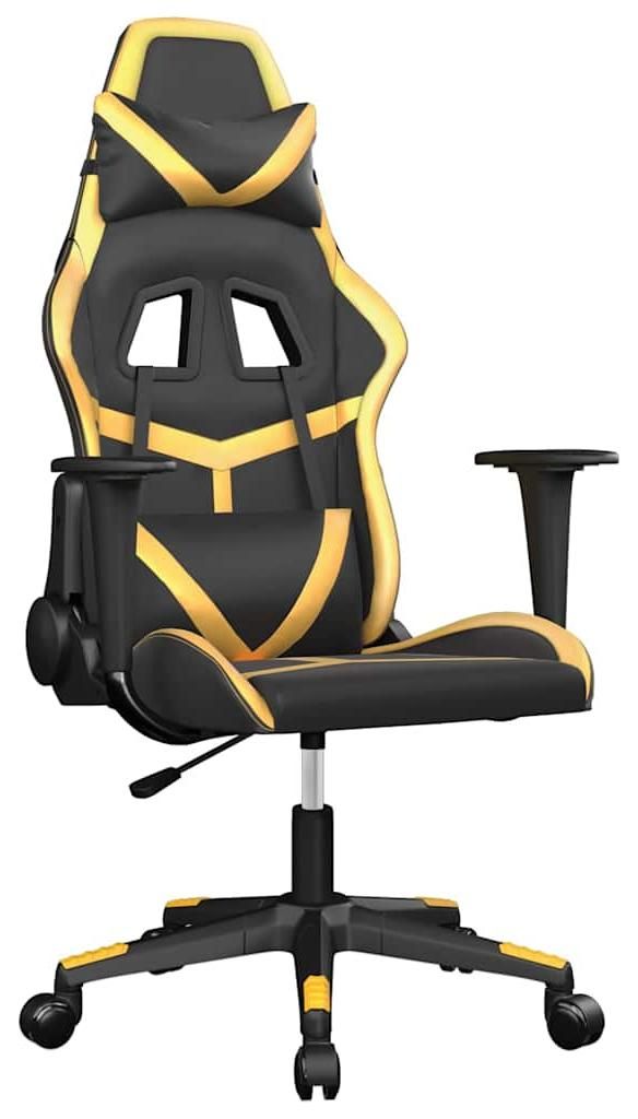 vidaXL Gaming-Stuhl mit Massagefunktion Schwarz & Golden Kunstleder