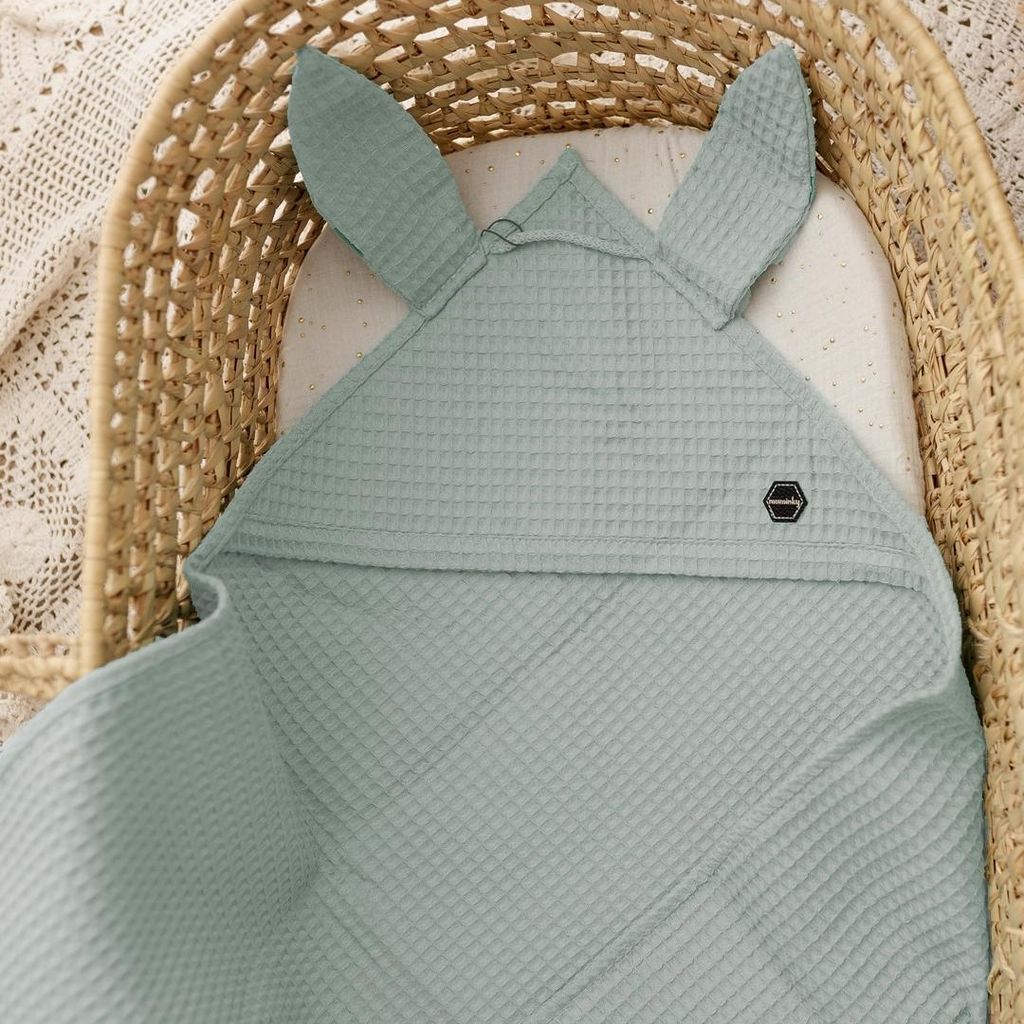 Muminky | Babyhandtuch mit Kapuze - 100x100 cm - Pistazie - Ultra saugfähig - Weich und sicher