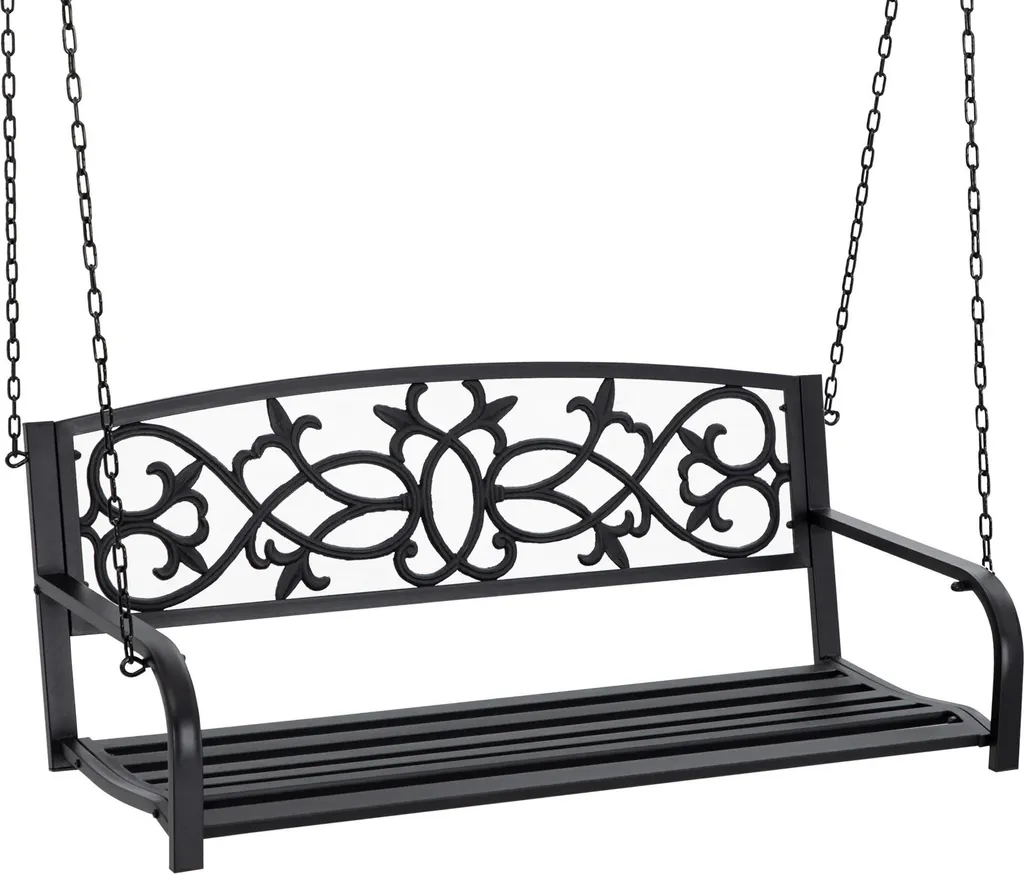 Balançoire de jardin stable en acier noir - Confort 2 places garanti