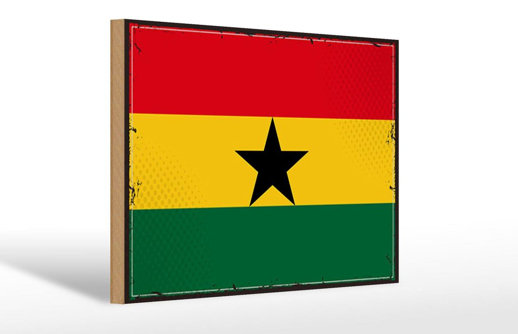 Holzschild Flagge Ghanas 30x20cm Retro Flag of Ghana