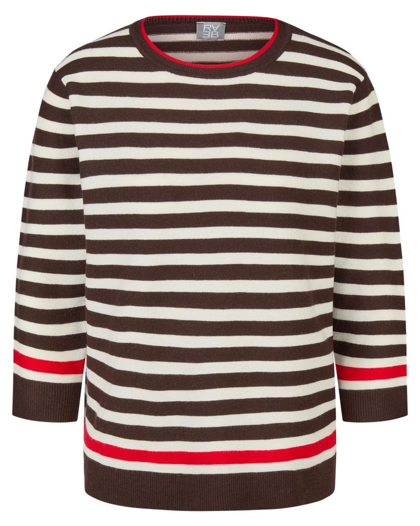 RABE Damen Pullover, Gr. 50, Braun, Ringeloptik, 3/4-Ärmel, Produktbild 