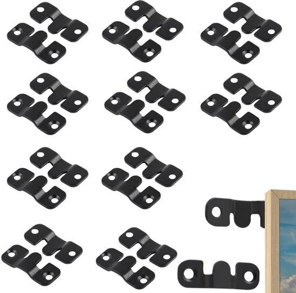 Lot de 10 pinces noires pour cadres photo et affiches - Fixation métal