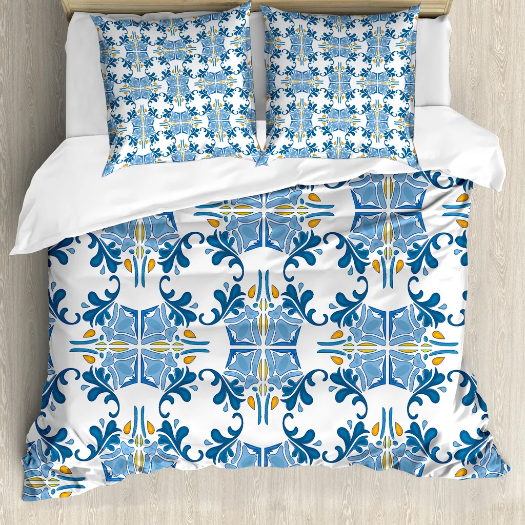 Copripiumino ABAKUHAUS Roman Easten 155x220: Comfort Antiacaro Blu Giallo
