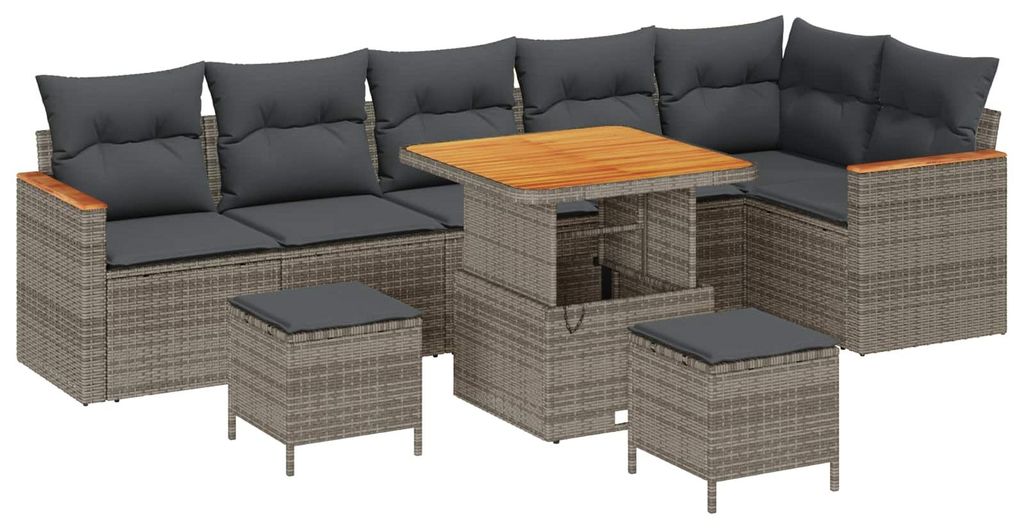 vidaXL Gartensofa-set 9 pcs Grau Poly-Rattan