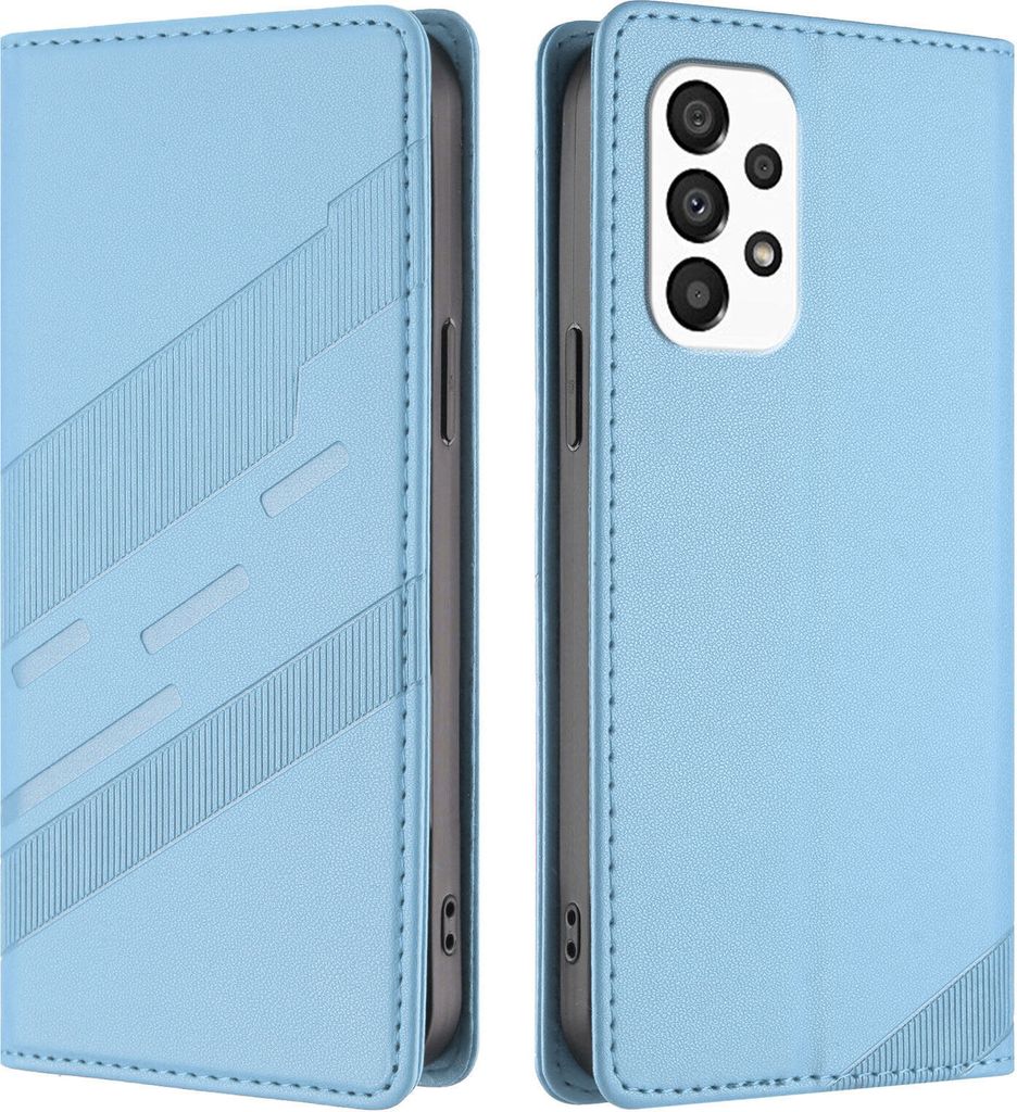 Hülle für Samsung Galaxy A33 5G, Kunstleder Brieftaschen Handyhülle mit Kartenfach und Standfunktion Hellblau