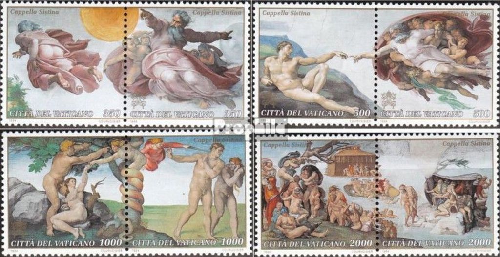 Briefmarken Vatikanstadt 1994 Mi 1107-1114 Paare (kompl.Ausg.) gestempelt Sixtinische Kapelle