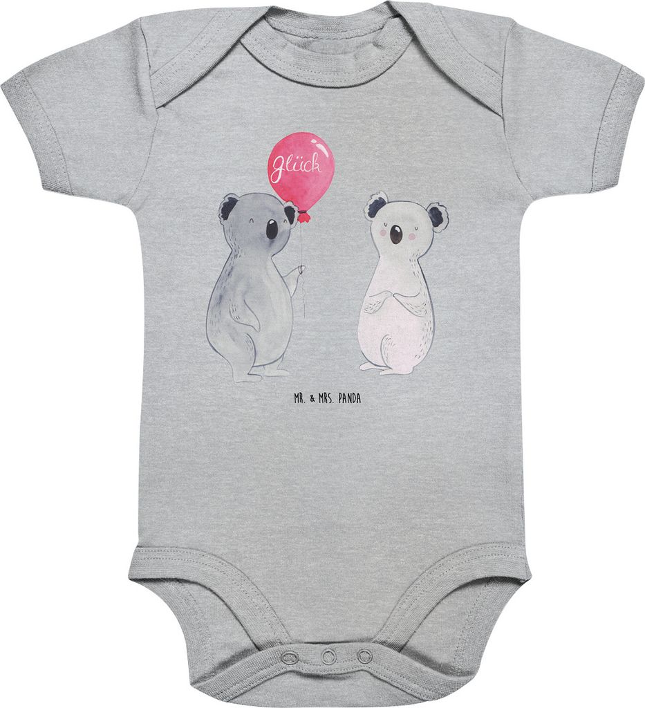 Mr. & Mrs. Panda Einteiler Koala Luftballon 12. - 18. Monat - Heather Grey - Geschenk, overall baby, babykleidung body, Strampler, Babybody, Party,...