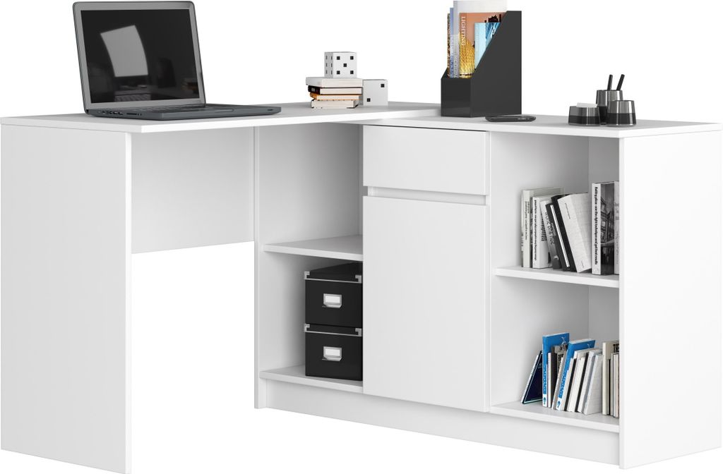 Eck-Schreibtisch AKORD B17 mit Kommode Weiß B120 x H79 x T126 cm