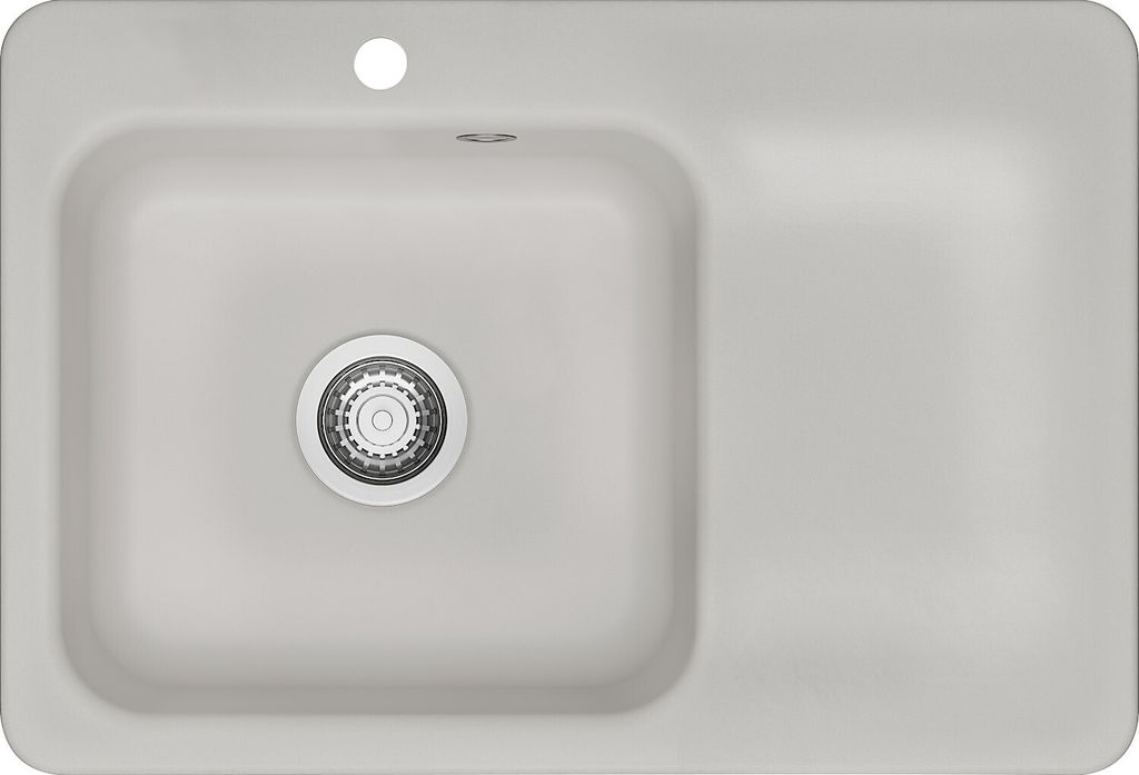KeraDomo Spüle JUNA 75 in ALU - Becken links mit Handbetätigung / Systemceram / Keramikspüle