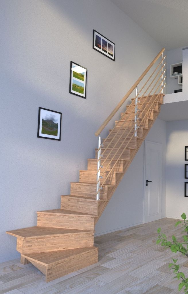 Holztreppe Lindos (Eiche) in  1/4 gewendelter Ausführung Produktbild 