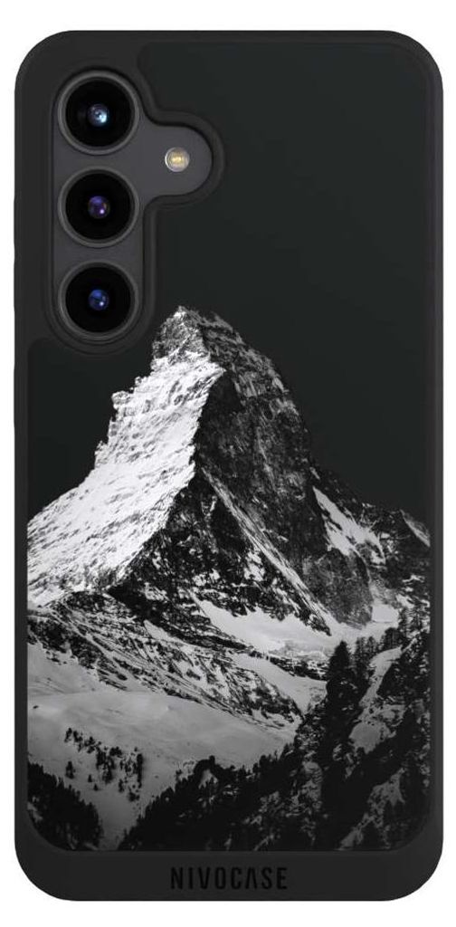 NIVOCASE Handyhülle für Samsung Galaxy S24 Hülle NIVOpure Case Schwarz Alpspitze Berg Schnee