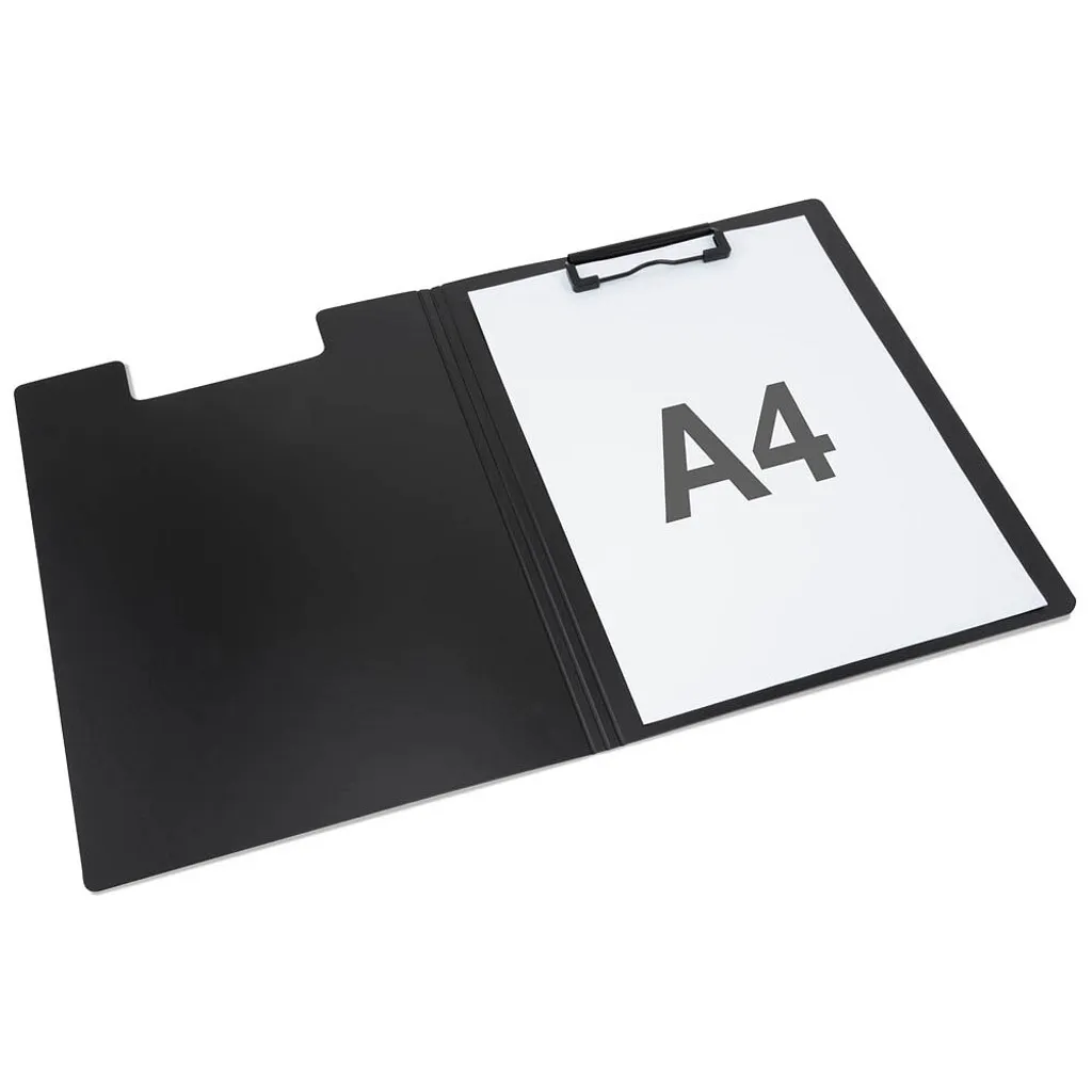 Porte-document antibactérien Rapesco 1641 en plastique A4 noir robuste - 2