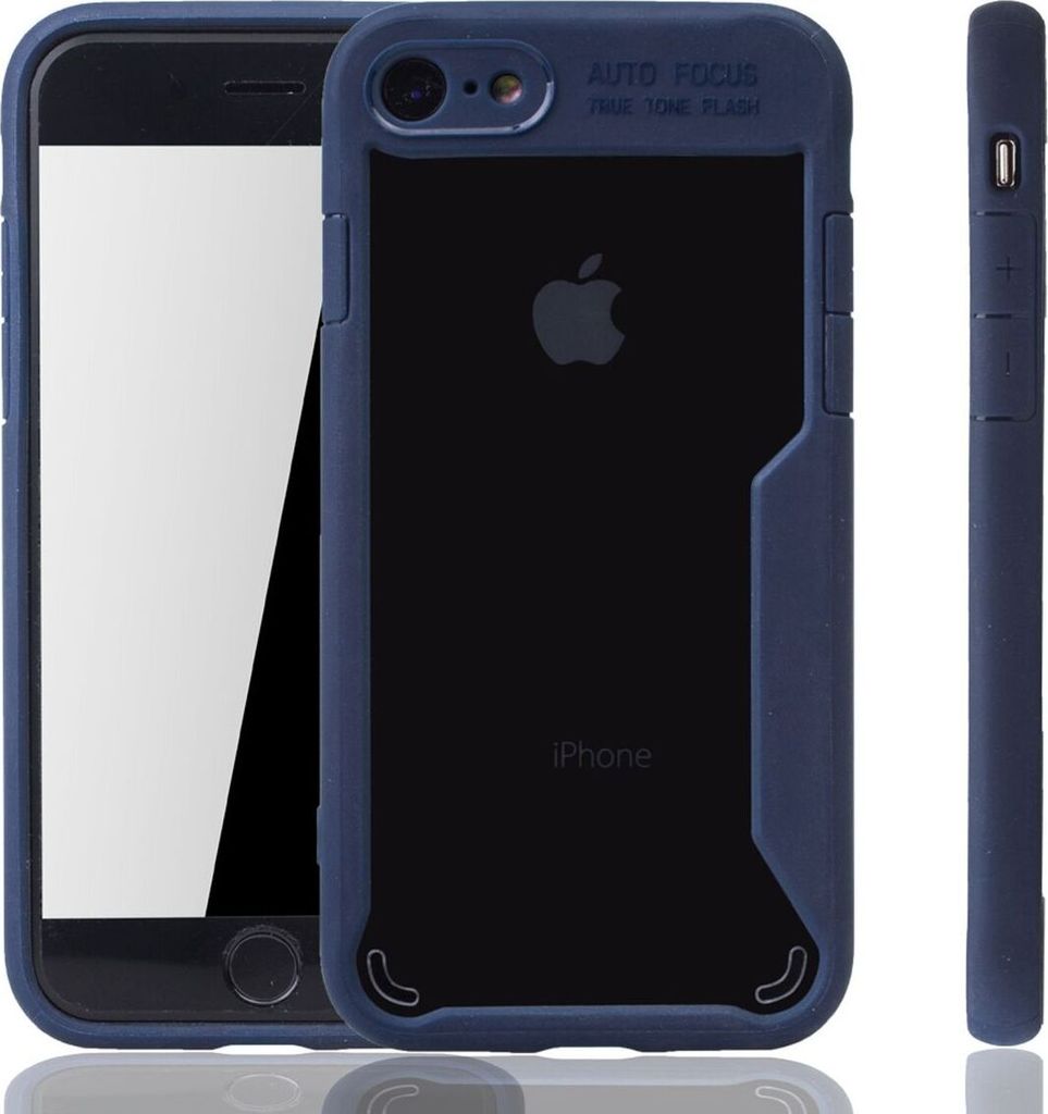 Handyhülle Apple iPhone SE 2022 aus edlem Acryl mit weichem Silikonrand Case Cover, Farbe:Blau