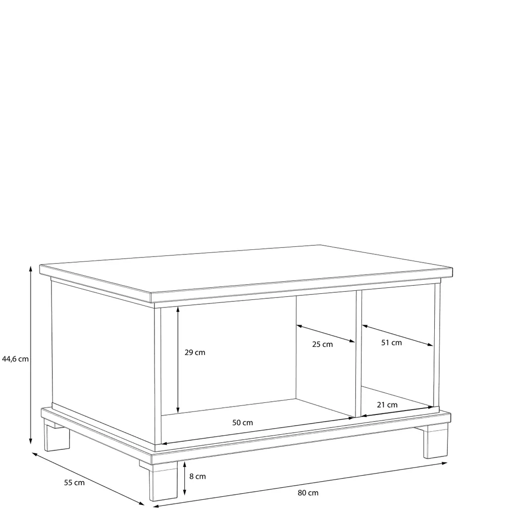 Petite table basse chêne Artisan et noir TRONDHEIM - Format 80x55 cm