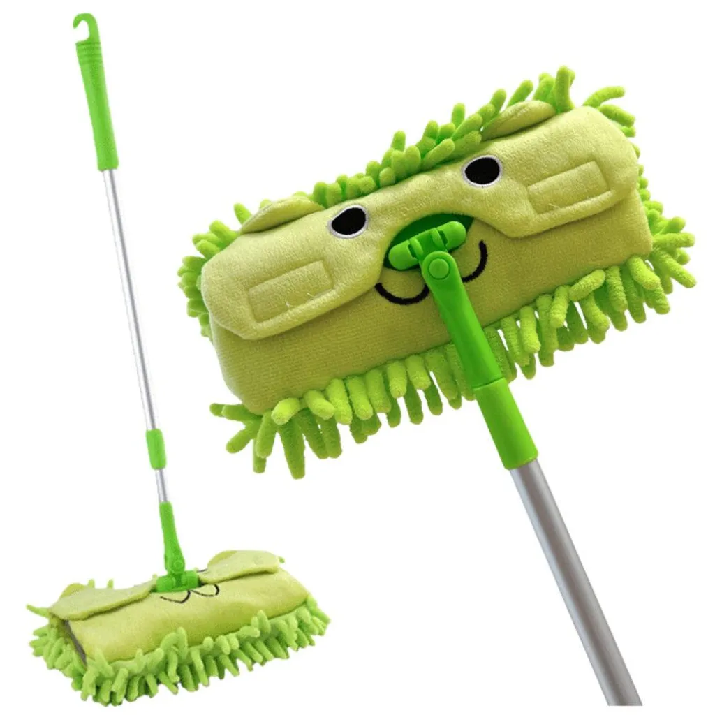 Petit balai télescopique pour enfant modèle Animal Vert ergonomique