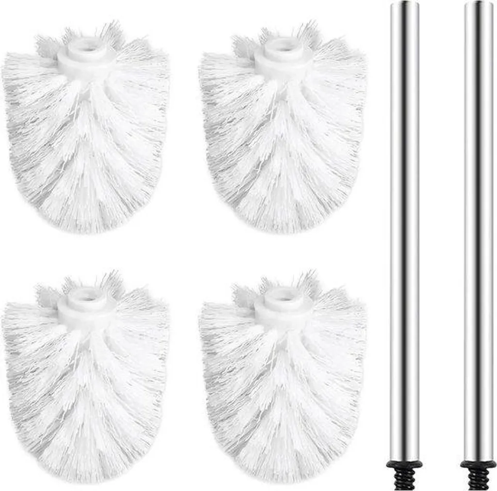 4 Têtes Brosse WC Inox Blanc - Rechange Durable et Hygiénique