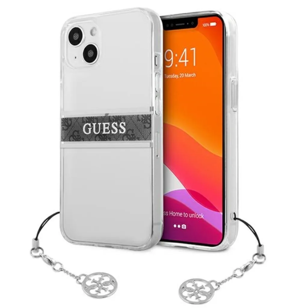 Must-Have: Guess Cover iPhone 13 Mini Grigio 4G con Cinturino e Charm