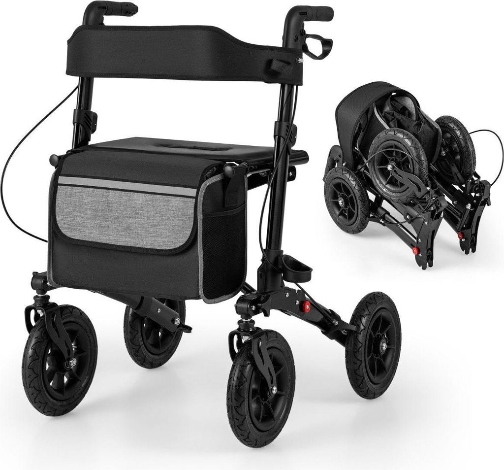 Faltbarer Leichtgewicht-Rollator mit Luftbereifung, Produktbild 