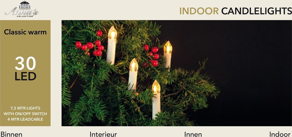 Kerze Beleuchtung 30 Lichter 7,5 Meter LED Produktbild 