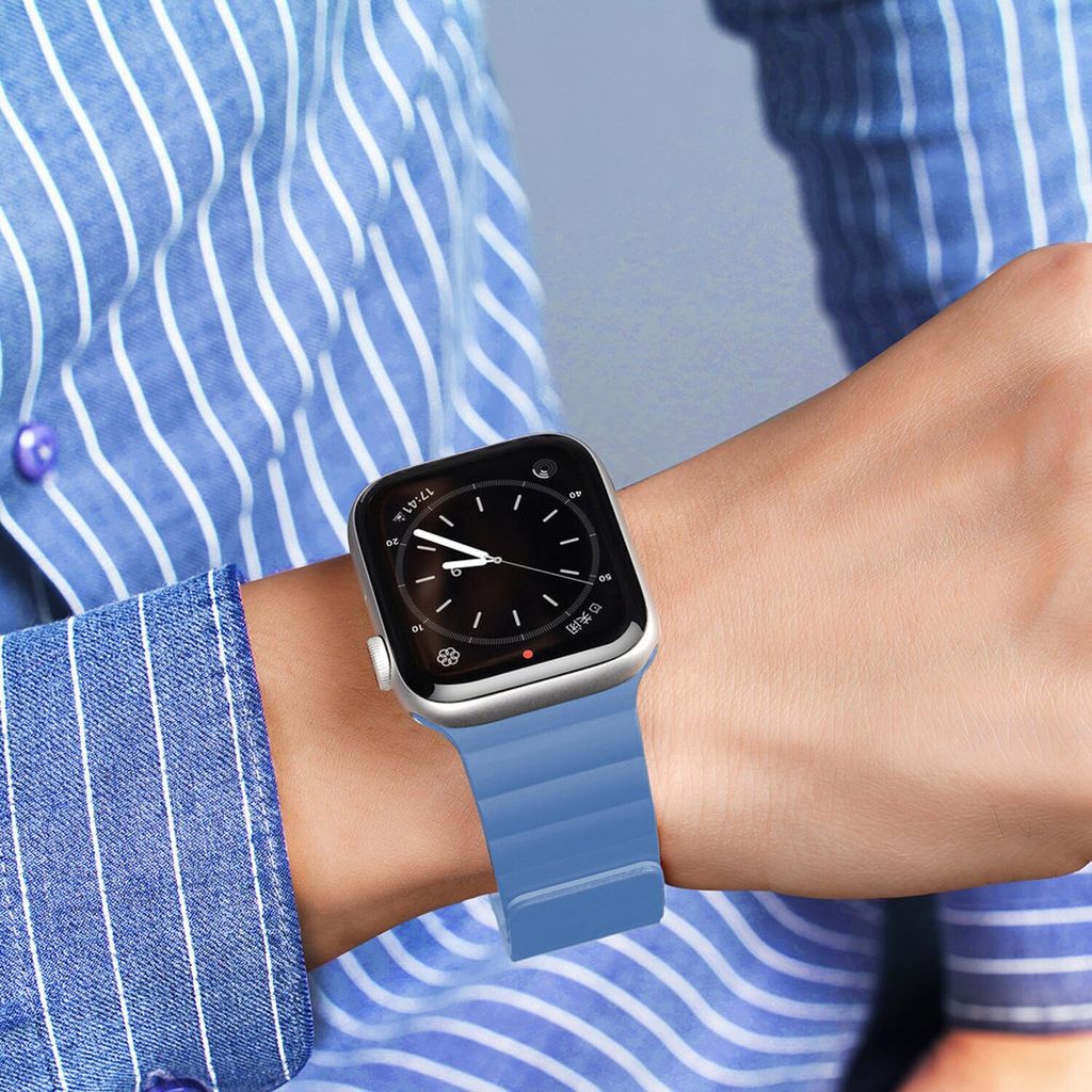 Dux Ducis Magnetband Uhrenarmband kompatibel mit Apple Watch 7/6/5/4/3/2 / SE (45 x 44 x 42 mm) Blau