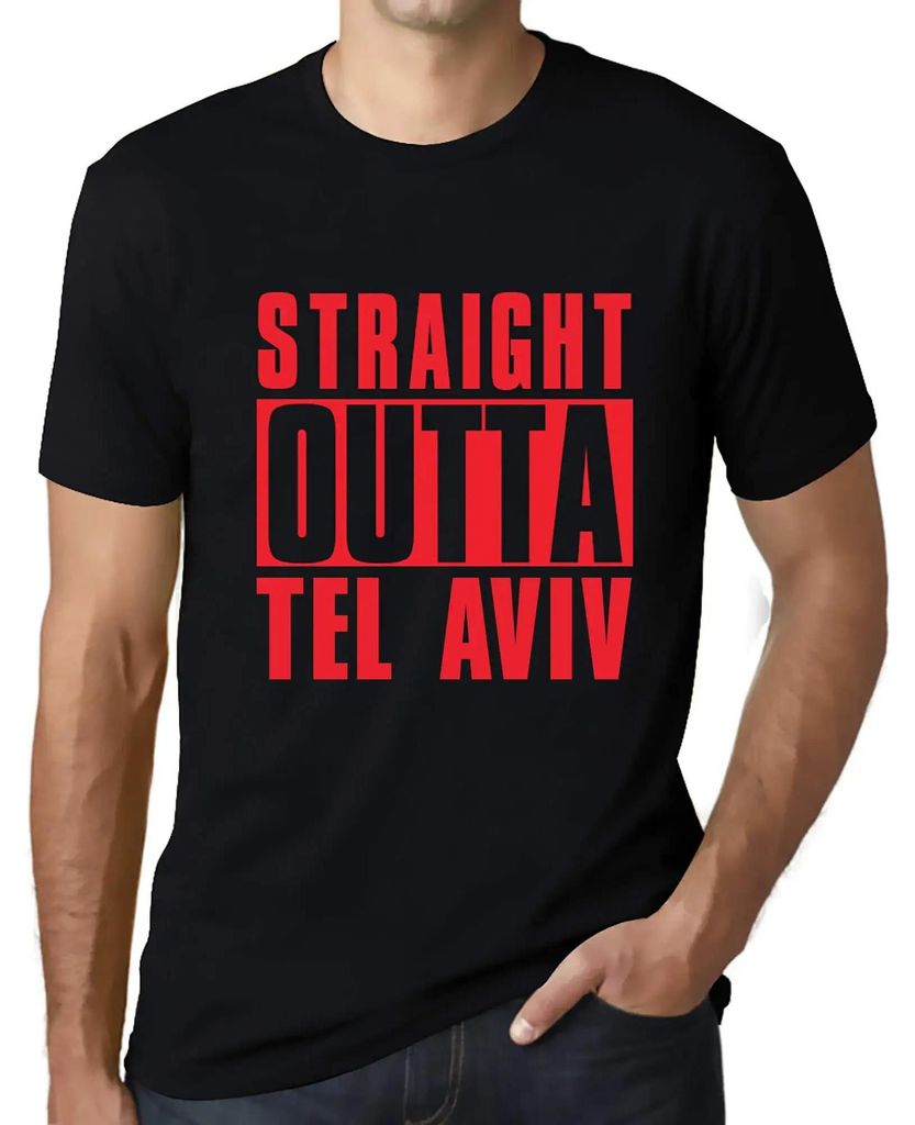 Herren Grafik T-Shirt Direkt aus Tel Aviv – Straight Outta Tel Aviv – Öko-Verantwortlich Vintage Jahrgang Kurzarm Lustige Druck Geburtstag Ges...