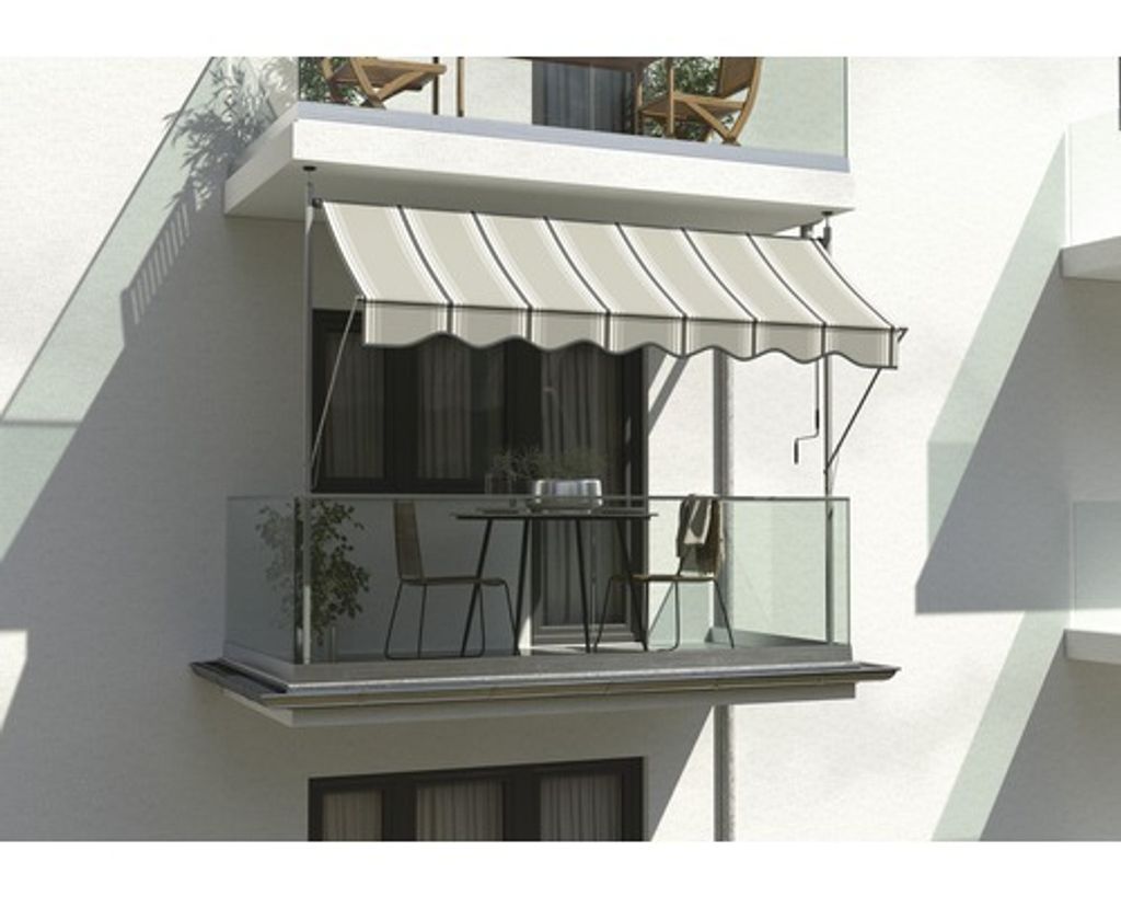 SOLUNA Klemmmarkise Concept (Balkonmarkise) B: 400 cm Dessin A131 Gestell E6EV1 Silber eloxiert Antrieb links/rechts ink
