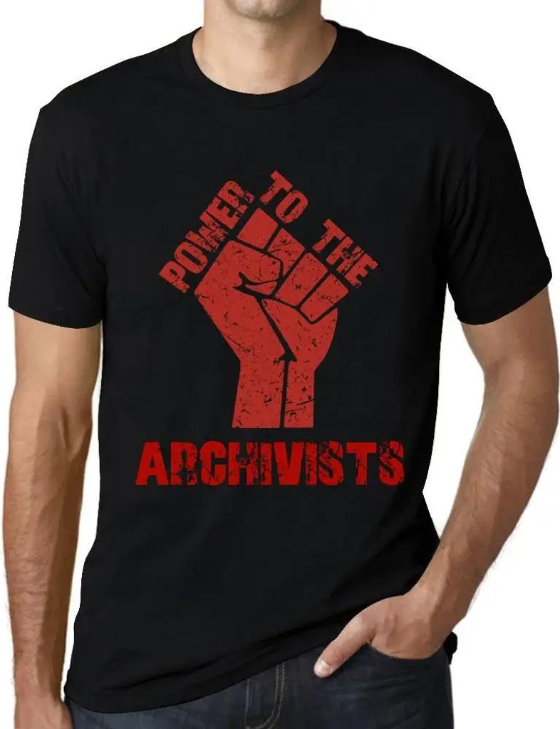 Herren Grafik T-Shirt Alle Macht den Archivaren – Power To The Archivists – Öko-Verantwortlich Vintage Jahrgang Kurzarm Lustige Druck Geburtstag
