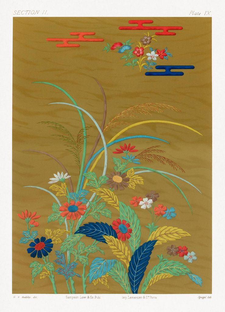 Plakat 13x18cm Bunte Blumen, G.A. Audsley Vintage für das Wohnzimmer