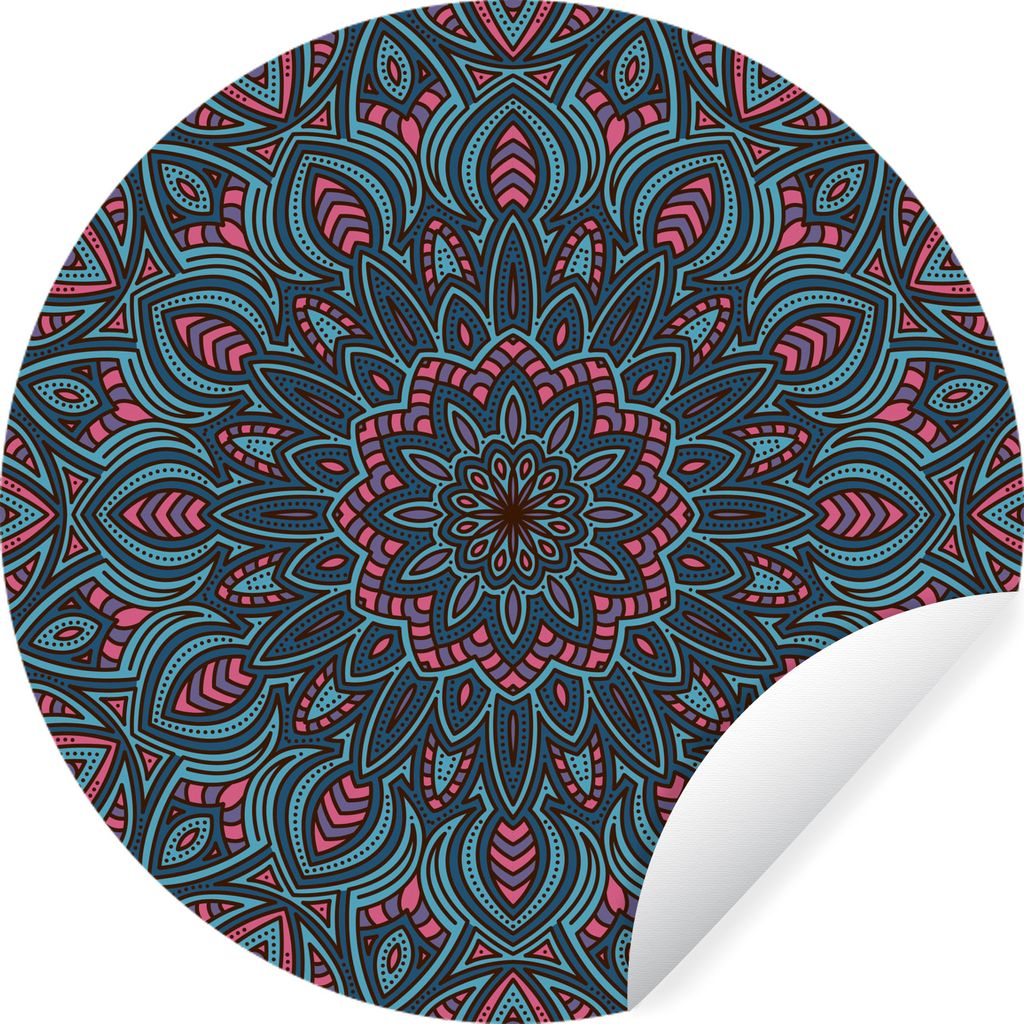 MuchoWow Runde Wandtattoo - Wandsticker Tapete Aufkleber Mandala mit Formen der Natur Ø 80 cm Selbstklebend und Repositionierbar - Wandaufkleber...