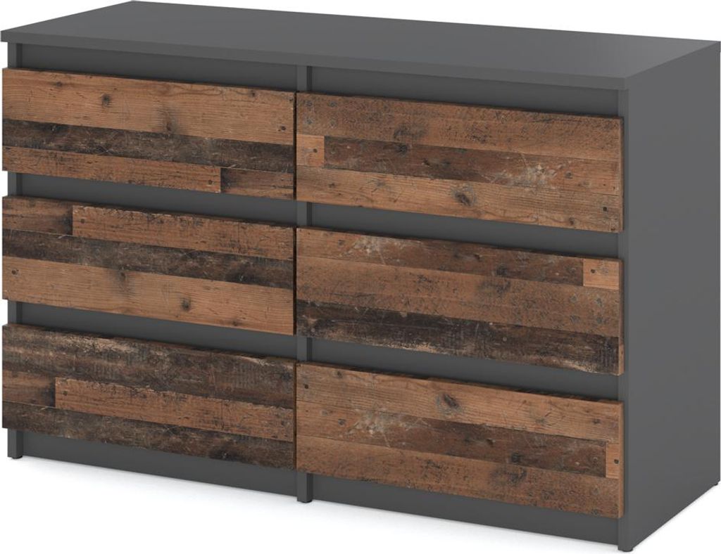 Komoda 6 Szuflad Vintage Hugo Szafka Nowoczesna 100Cm Szary Zdjęcie produktu 