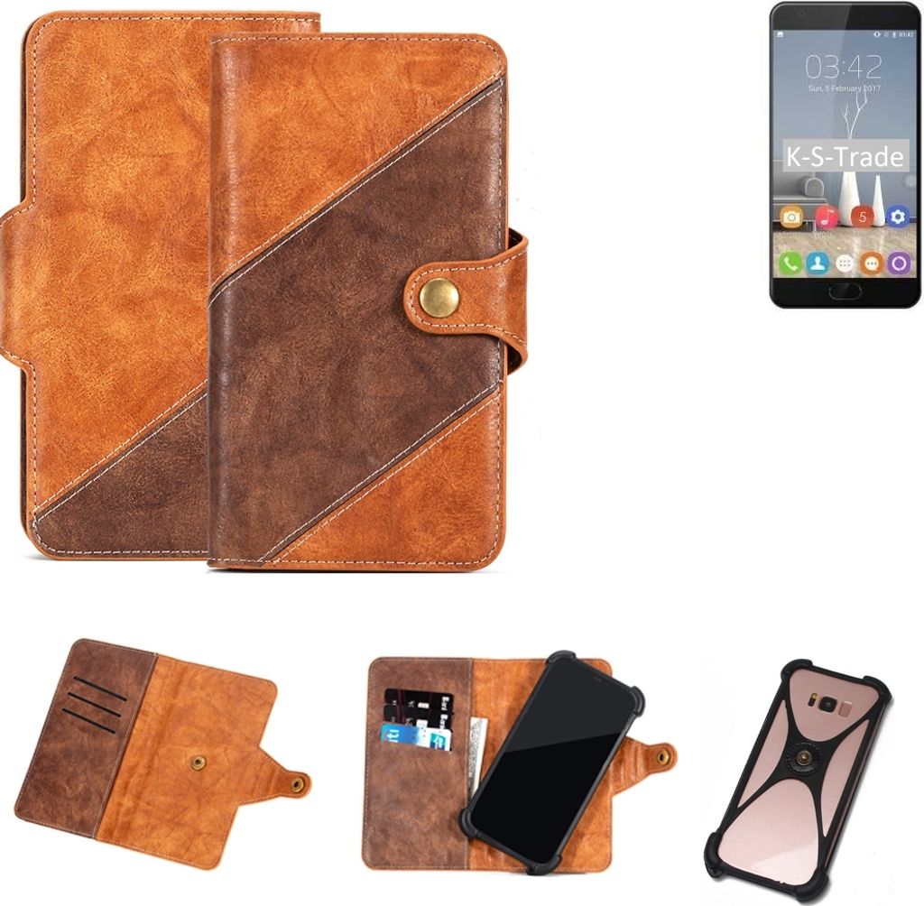 K-S-Trade Handy-Hülle Schutz-Hülle Bookstyle Case Wallet-Case kompatibel mit Oukitel K6000 Plus Handy Cover Bumper Kantenschutz Smartphone
