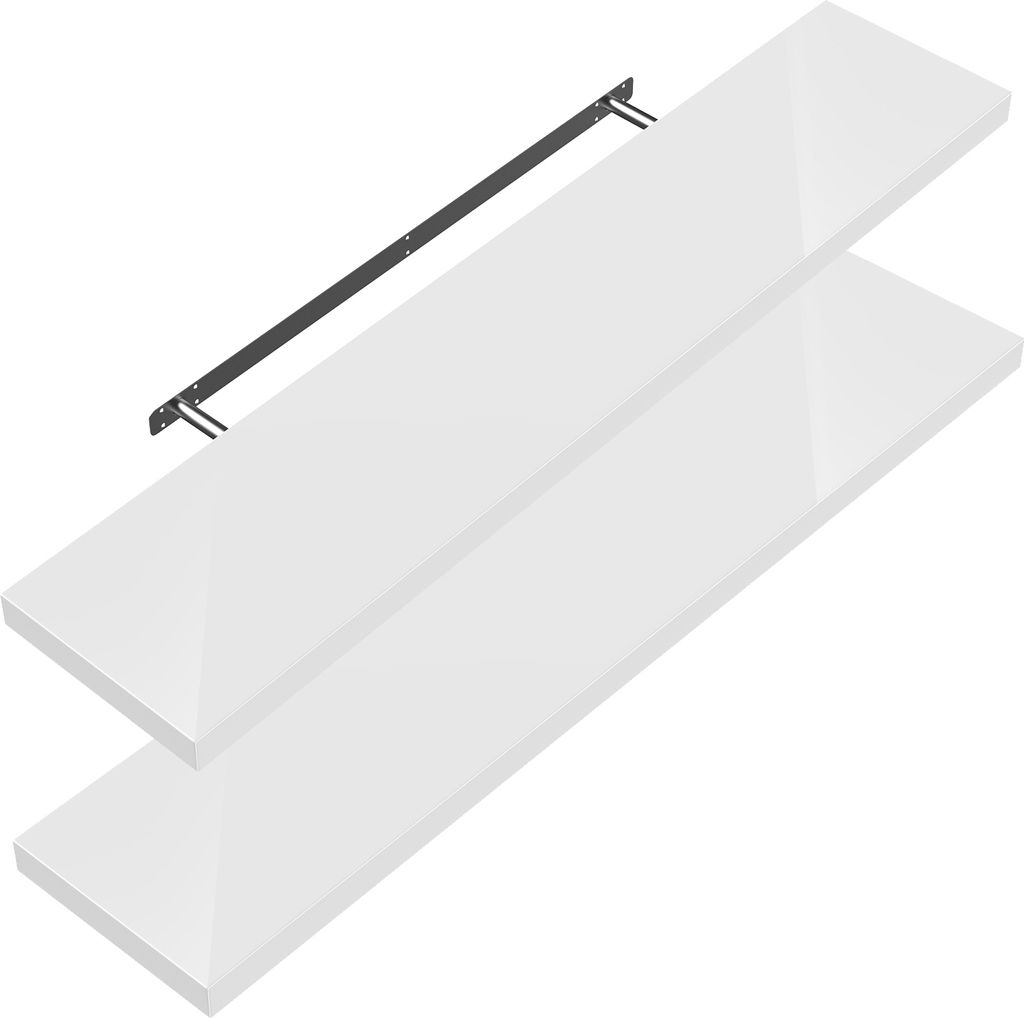 CASARIA® 2x Wandregal Holz Weiß Hängeregal mit Halterung Produktbild 