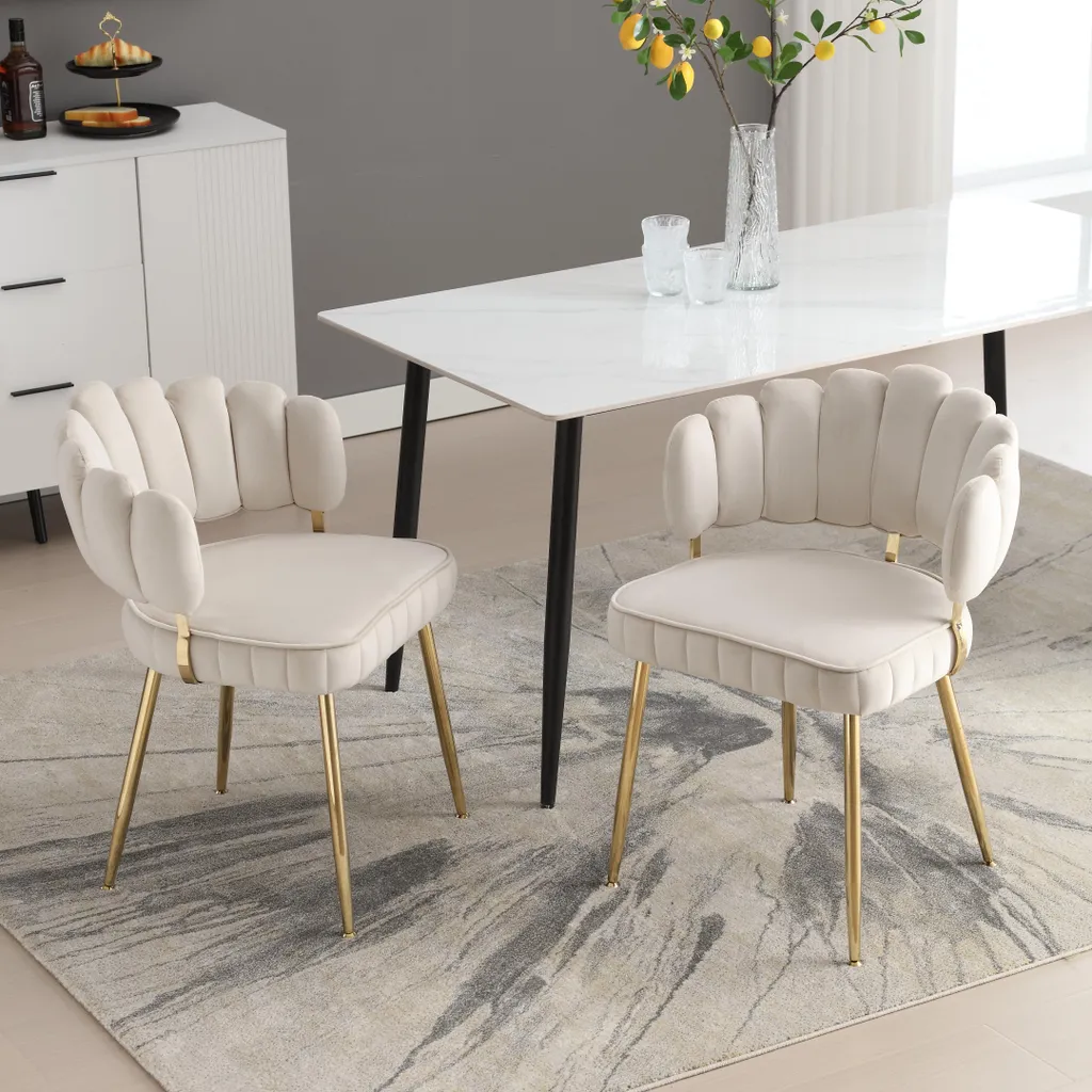 Fauteuil relax en velours beige stable et confortable - Lot de 2 design