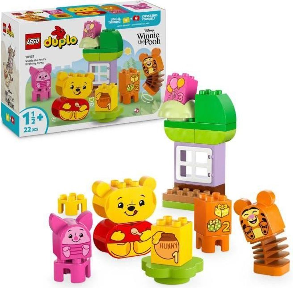 LEGO DUPLO Disney Winnie Puuhs Geburtstag, Bauset für Kleinkinder ab 18 Monaten, 10457, Lernspielzeug