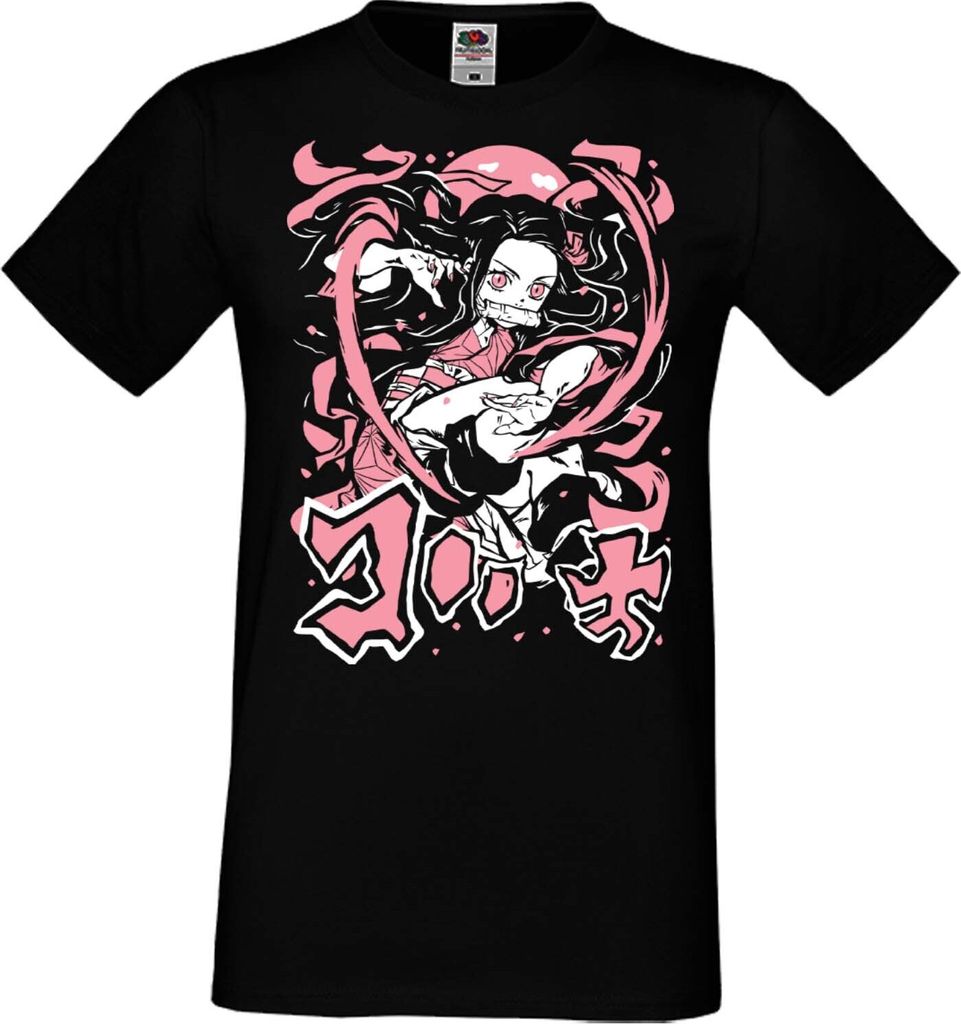 Herren T-Shirt Manga Anime Demon Anime Slayer Nezuko Kamado 02 Demon Sister, Man 4XL / Schwarz