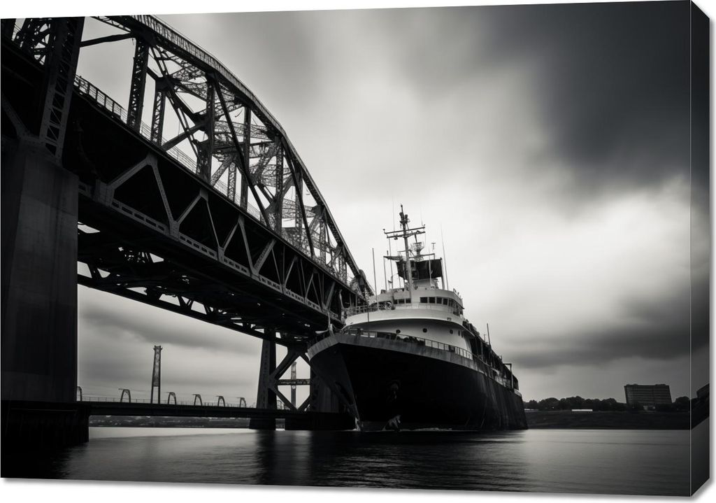 Bild 100x70cm Schiff bei der Brücke