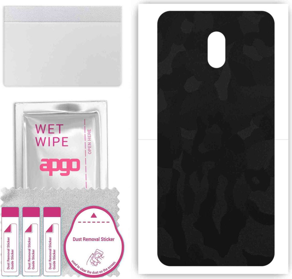 apgo Rückseite Schutzfolie, Skin, kompatibel mit Nokia 2.2, Hinten Displayschutzfolie aus Vinylfolie, kratzfest, einfache Montage - Schwarzes Tarn...