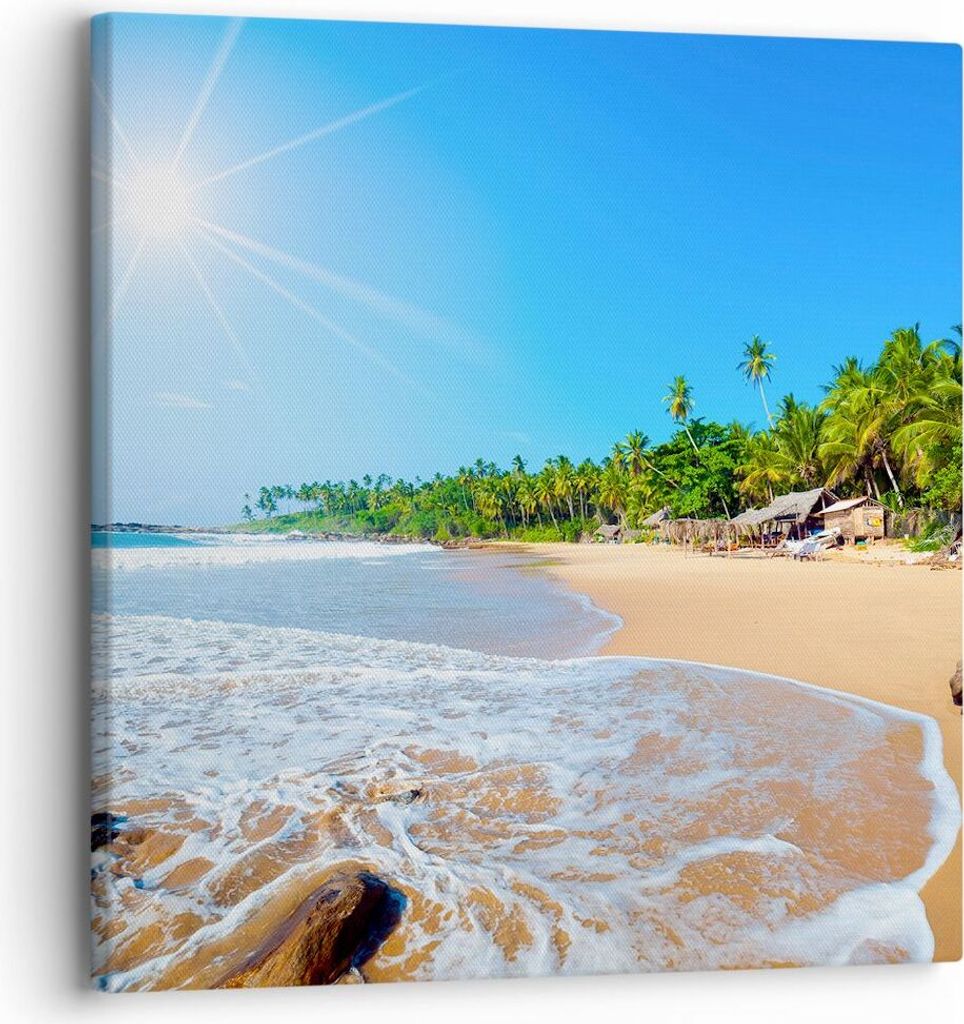 Bild auf Leinwand - Leinwandbild - Insel Landschaft Maledivie Freiheit - 30x30cm - Wand Bild - Wanddeko - Leinwanddruck - Bilder - Kunstdruck - Lei...