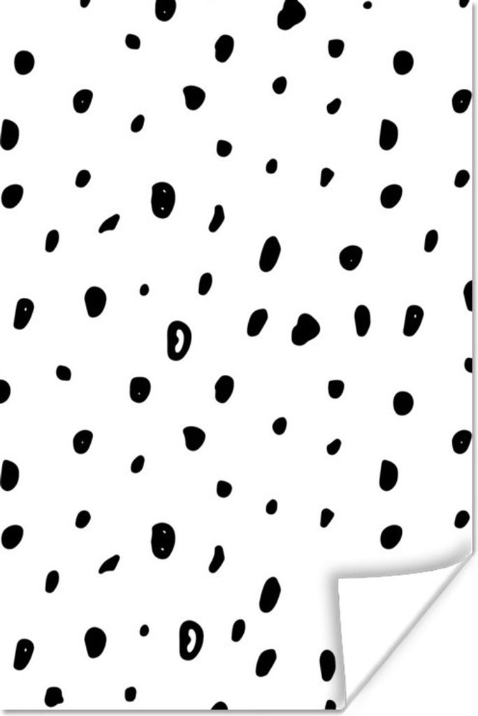 MuchoWow Poster Polka dots - Schwarz - Weiß - Muster 80x120 cm - Papierdruck