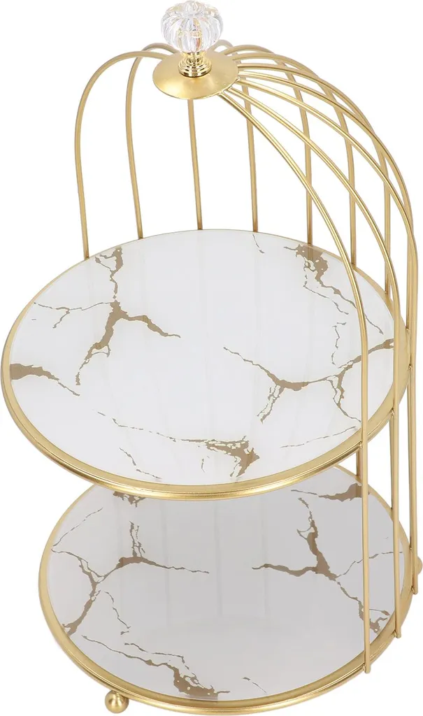 Rangement Coiffeuse Cage d'Oiseau pour Parfums et Soins Visage Luxe Or Blanc