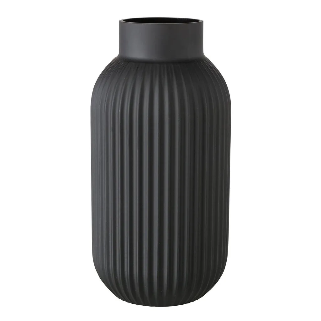 Vase en verre laqué noir mat Nordika Boltze au design sobre et moderne