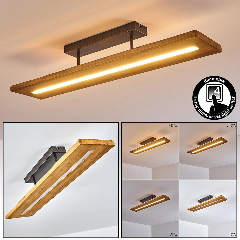 Volano »Volano« dimmbare Deckenlampe aus dunklem Holz und Produktbild 