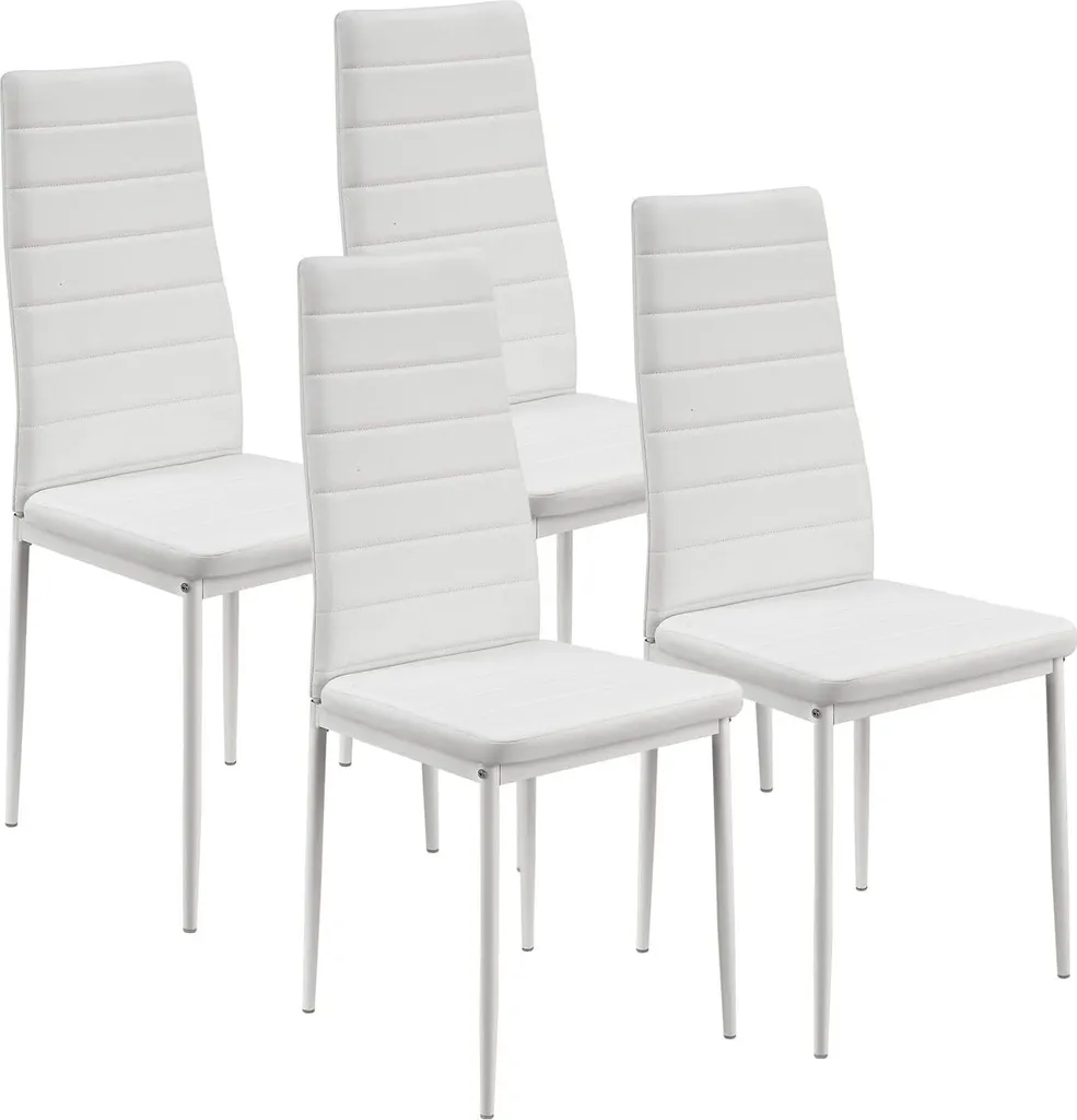 Chaise salle à manger en similicuir blanc et dossier haut ergonomique