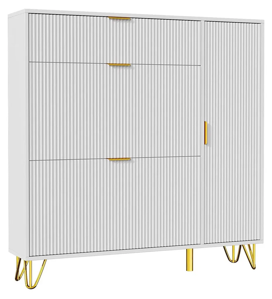 Armoire à chaussures blanche avec 3 abattants et tiroir de rangement XL