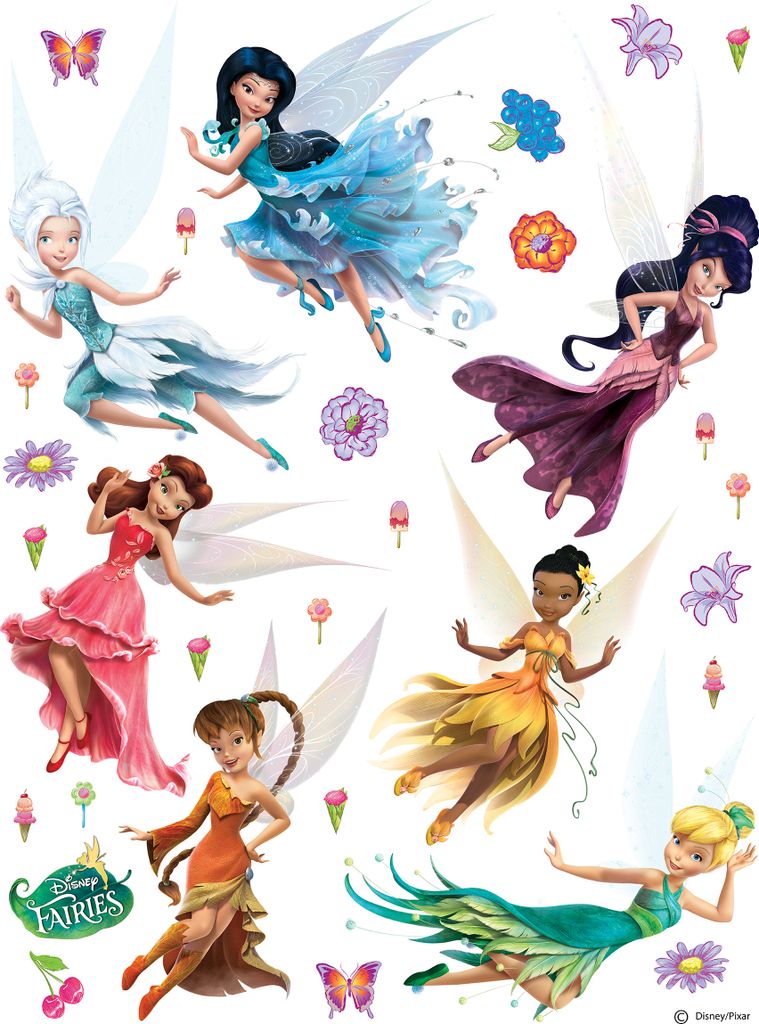 Disney Wandtattoo Feen Blau, Rot und Orange - 600137 - 65 x 85 cm
